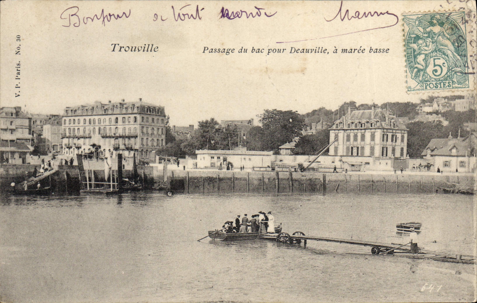 Trouville — Fährüberfahrt nach Deauville bei Ebbe — V.P. Paris, Nr. 30