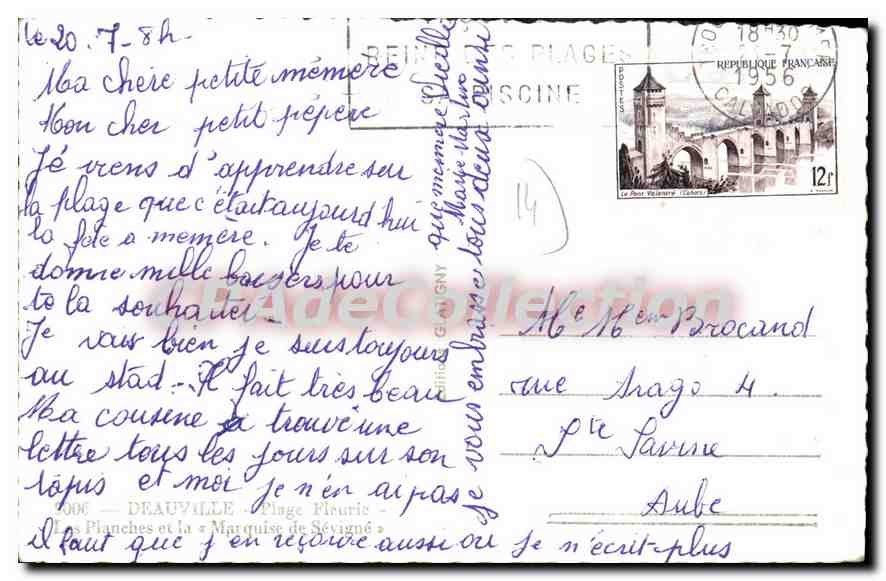 CPA Deauville Plage Fleurie Les Planches Et la marquise de Sévigné — Rückseite