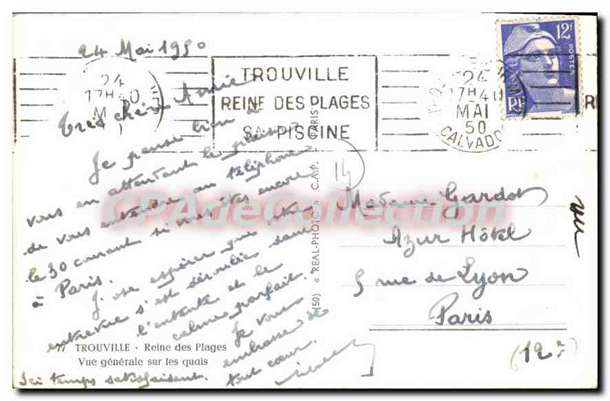 Vue générale sur les quais — Trouville — Reine des Plages — éditeur C.A.P. n°177 — Back
