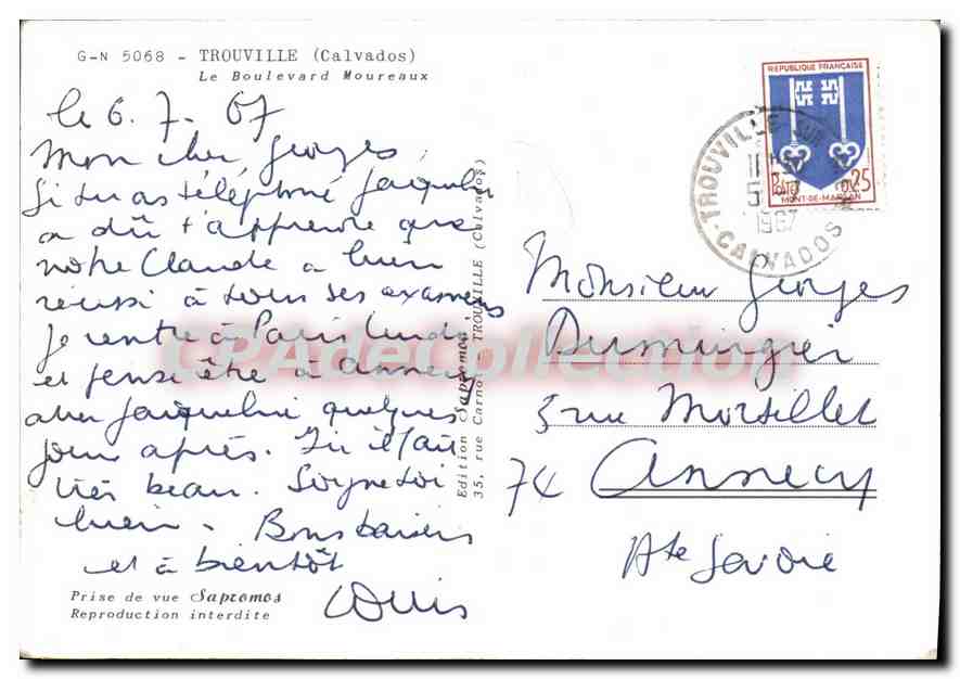 CPSM Deauville Le Boulevard Moureaux — Rückseite