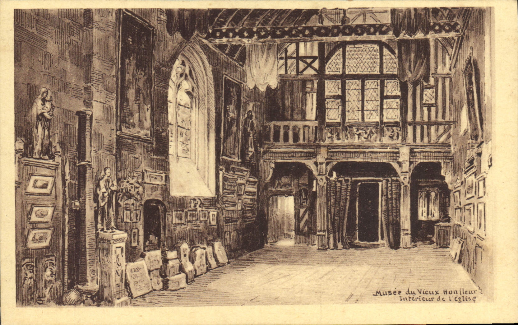 Musée du Vieux Honfleur — Intérieur de l'église — CPA SACS