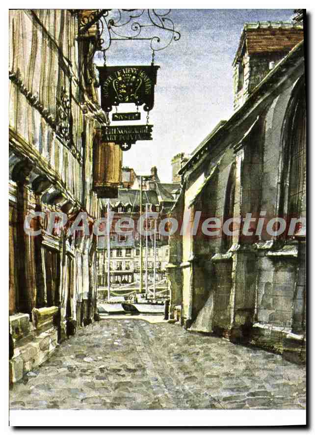 La rue de la Prison — Honfleur, Normandie — Aquarelle de Jean Louis Thibaut, 1980