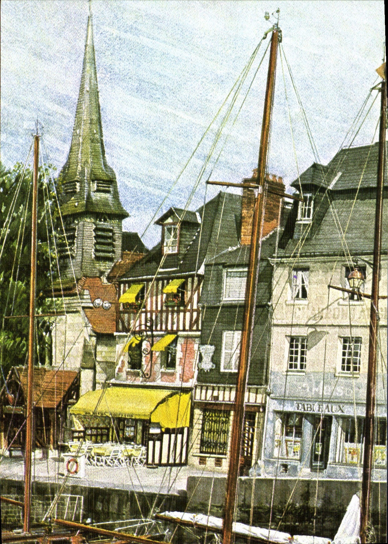 Der Saint-Etienne-Quai - Die Kapelle — Honfleur — Aquarell von Jean Louis Thibaut, 1977