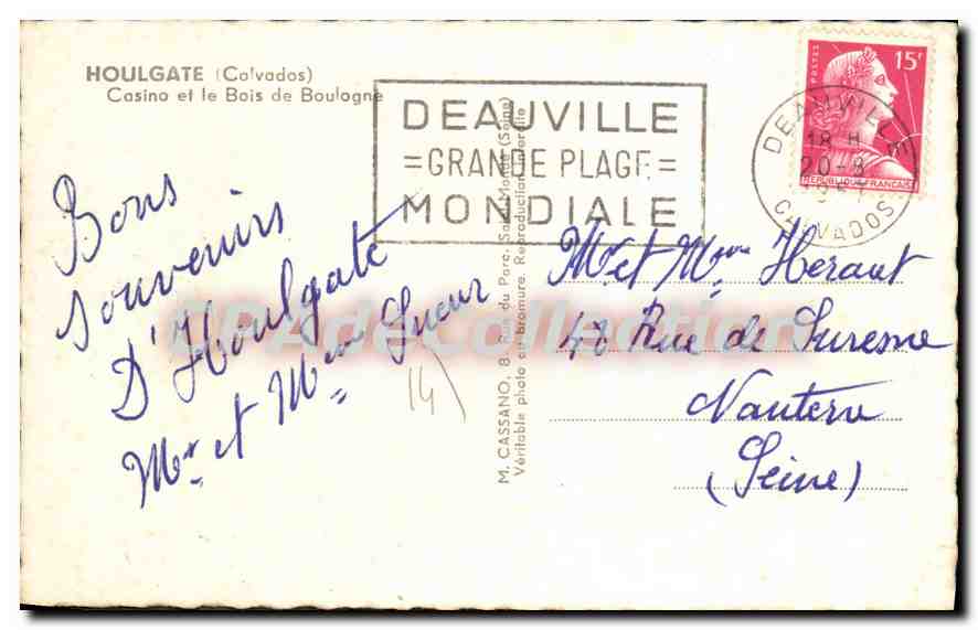 Deauville — Strand und Casino — Verlag M. Cassano — Rückseite