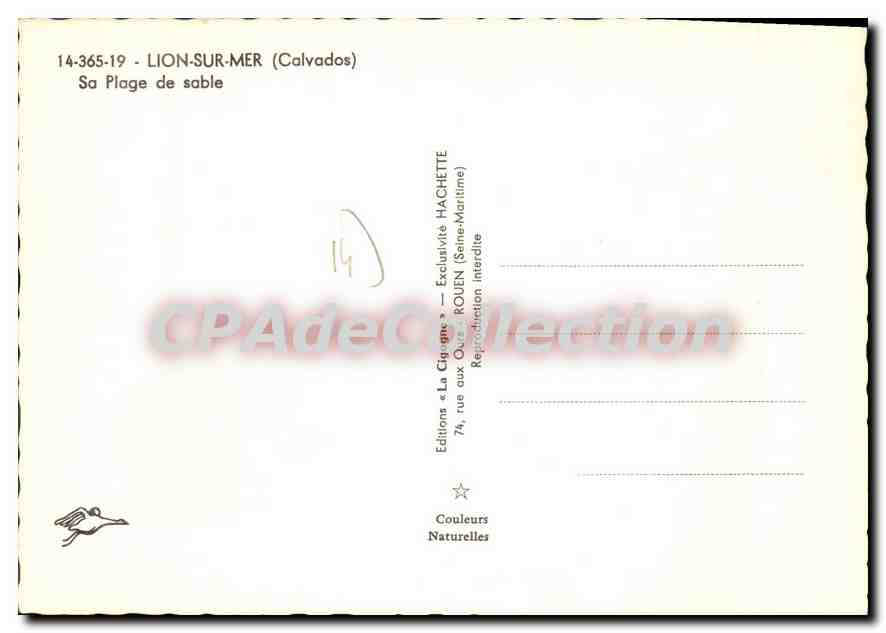 Lion-sur-Mer — Sandstrand — Éditions « La Cigogne » — Rückseite