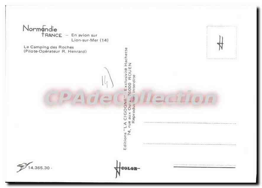 Lion-sur-Mer — Camping des Roches — Éditions LA CIGOGNE — Verso
