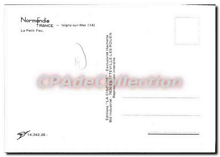 Le Petit Feu — Isgigny-sur-Mer (14) — Editions 'LA CIGOGNE' — Verso