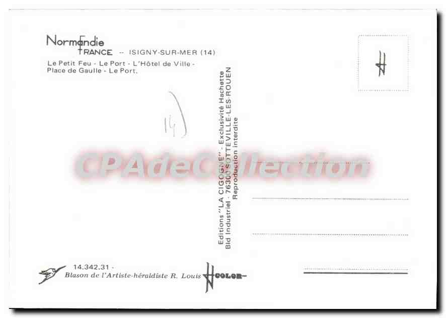 Isigny-sur-Mer — vue panoramique — Éditions 'LA CIGIGNE' n°14.342.31 — Verso