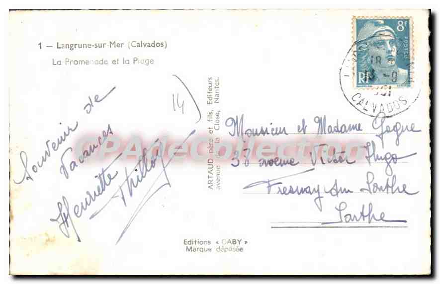 Langrune-sur-Mer (Calvados) — La Promenade et la Plage — Éditions Caby — Verso