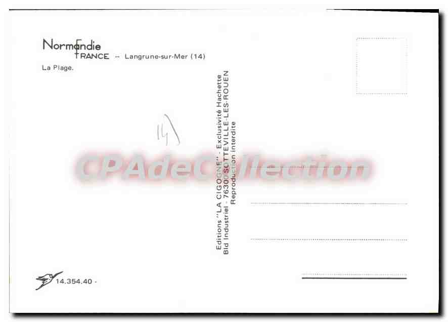 Langrune-sur-Mer — La Plage — Éditions LA CIGOGNE — Verso