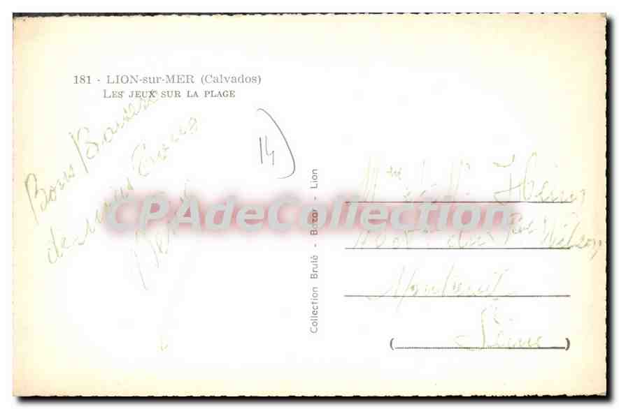 LION-sur-MER (Calvados) — Les jeux sur la plage — Collection Brulé - Bazar - Lion — Verso