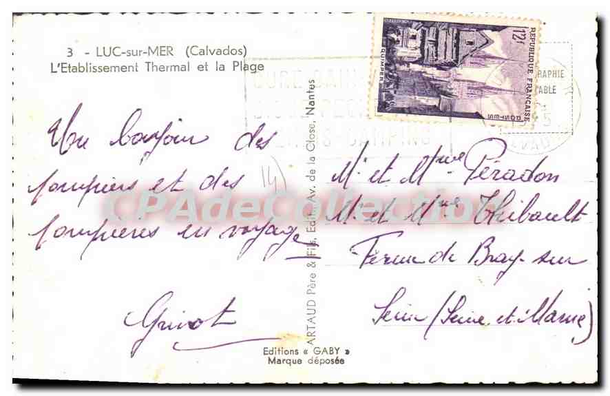 Luc-sur-Mer — L'Établissement Thermal et la Plage — Éditions Gaby — Verso