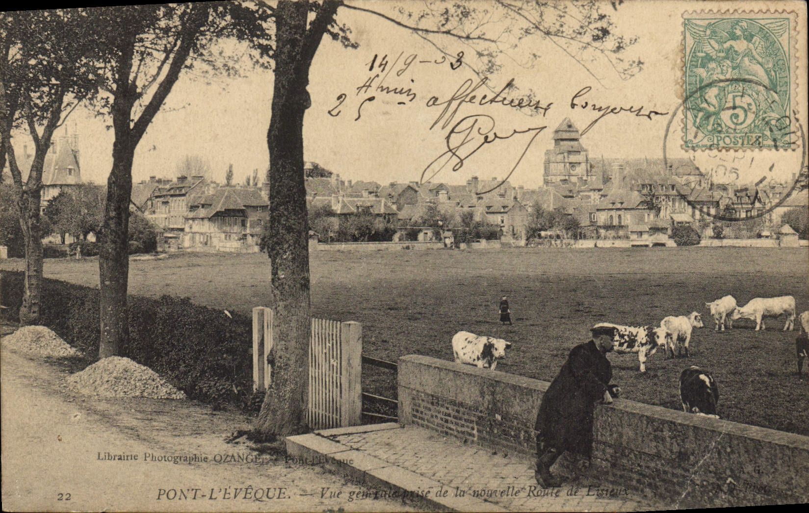PONT-L'ÉVÈQUE — Vue générale prise de la nouvelle Route de Lisieux — Librairie Photographie OZANGE — n°22