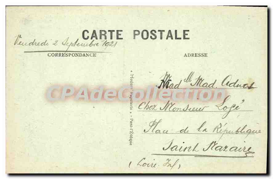 CPA Pont L'Eveque L'Hotel Montpensier La Touques Et I'Eglise St Michel — Rückseite