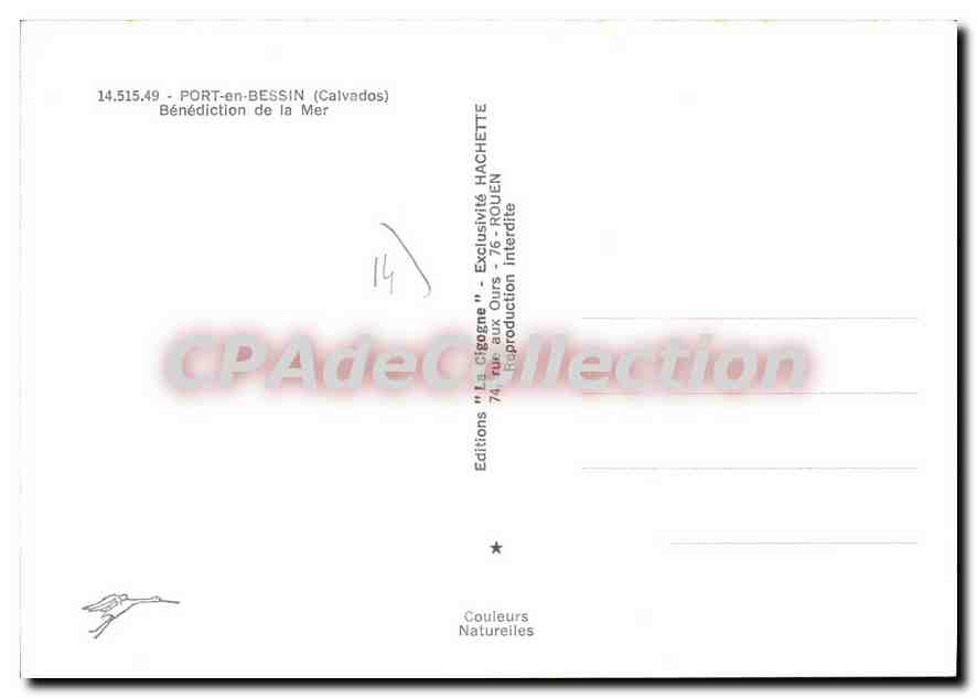 Port-en-Bessin — Bénédiction de la Mer — Éditions "La Cigogne" — Verso