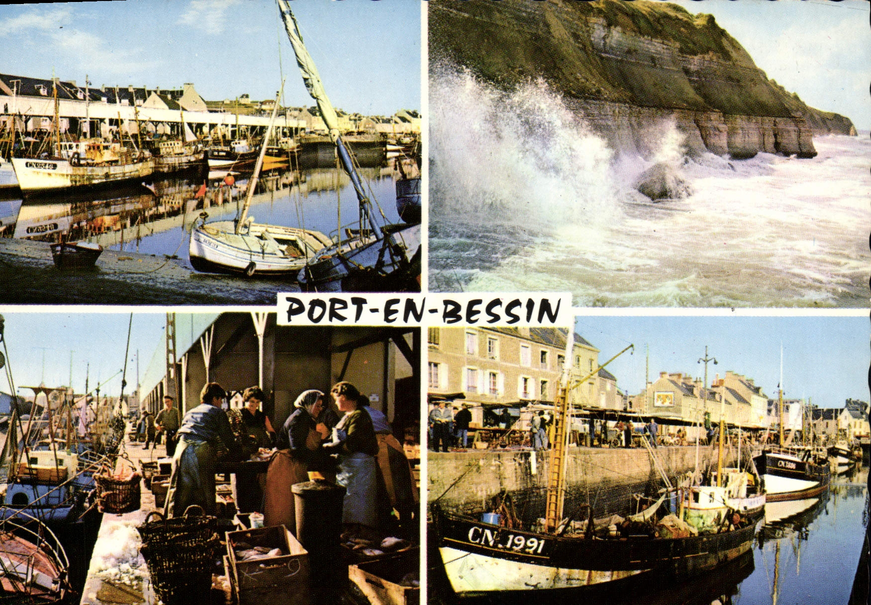 Port-en-Bessin — Vue du port, des falaises et du triage du poisson — Éditions Hachette