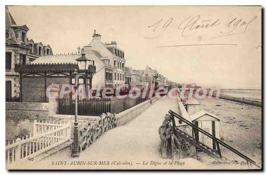 SAINT-AUBIN-SUR-MER (Calvados) — La Digue et la Plage — Collection ND. Phot.