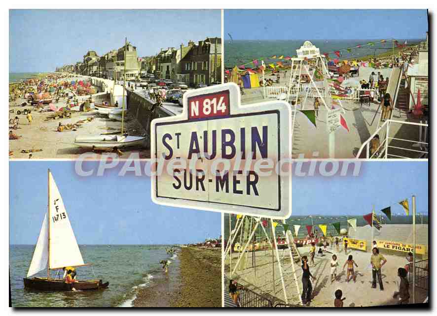 Saint-Aubin-sur-Mer — vue de la plage et du port — Éditions 'La Cigogne'