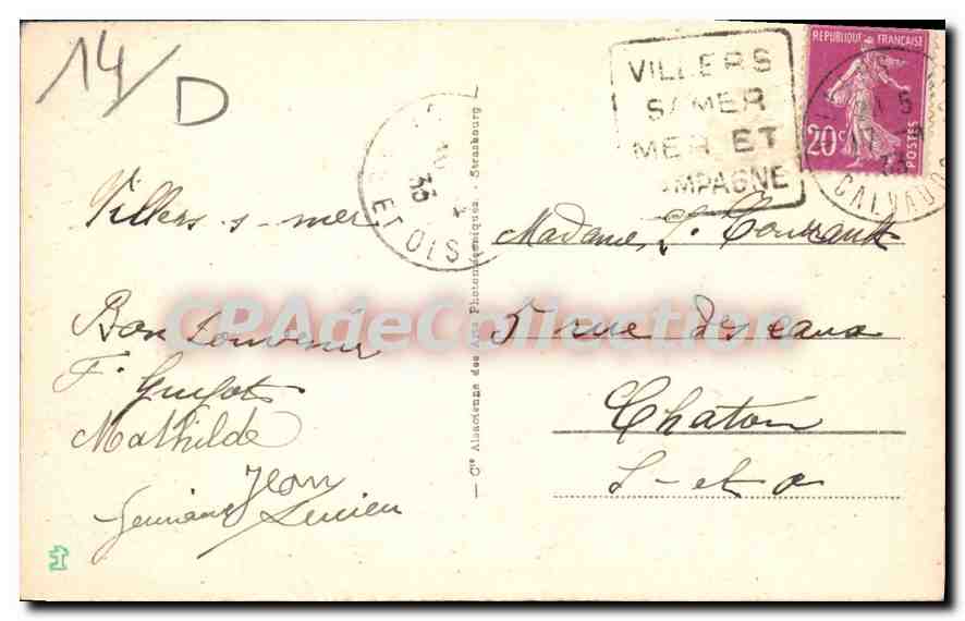 Bauernhof Marie-Antoinette — Umgebung von Villers-sur-Mer — Verlag: A. L. B. n° 61 — Rückseite