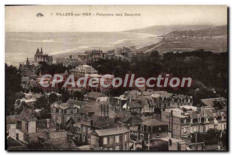 Villers-sur-Mer — Panorama Richtung Deauville — Antike Ansichtskarte aus Sammlung