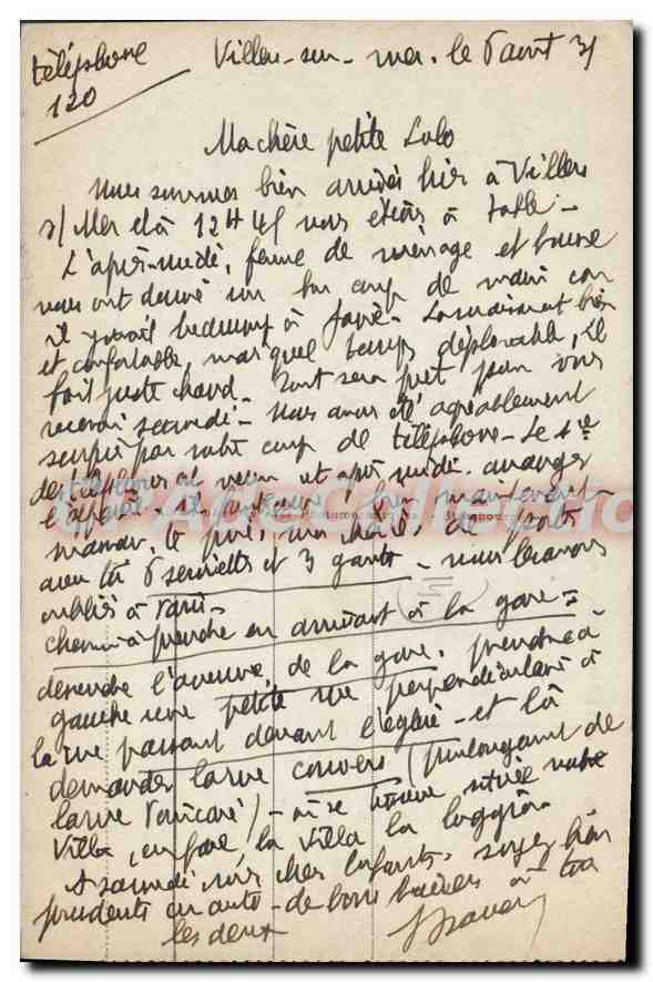 Villers-sur-Mer — Panorama Richtung Deauville — Antike Ansichtskarte aus Sammlung — Rückseite