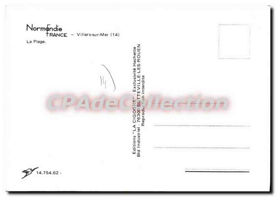 Villers-sur-Mer — La Plage — Éditions 'LA CIGOGNE' — Verso