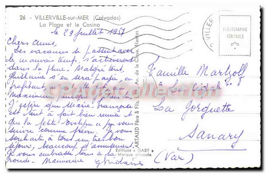 Villerville-sur-Mer — beach and casino — Éditions Gaby — Back