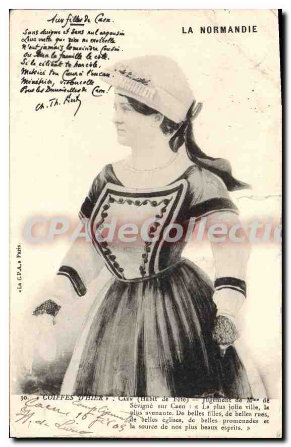 Mädchen aus Caen — Normandie — Antike Ansichtskarte nach Paris, n°30