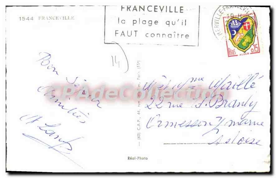 Franceville — Ansicht der Küste — Real Photo — Rückseite