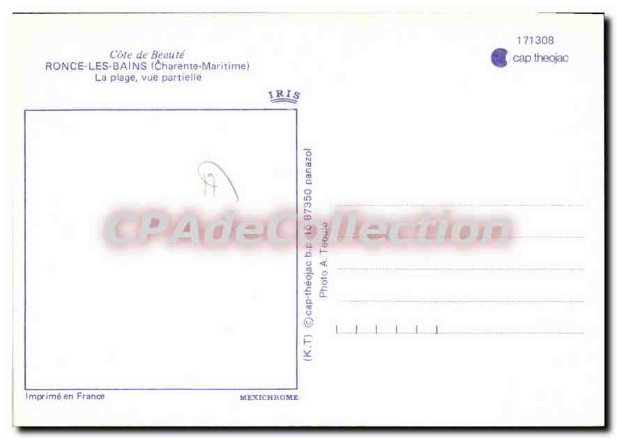 Ronce-les-Bains — plage, vue partielle — IRIS, n° 171308 — Back
