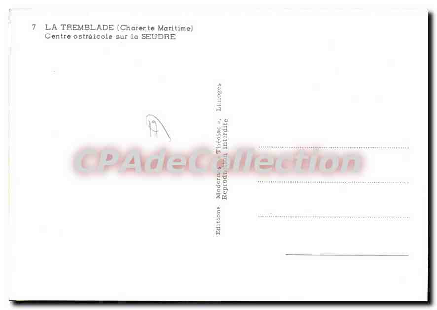CPSM La Tremblade Centre Ostreicole Sur La Seudre — Back