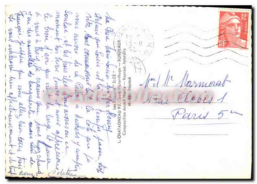 La Côte de Saintonge — Carte postale illustrée — André Marcy — Verso