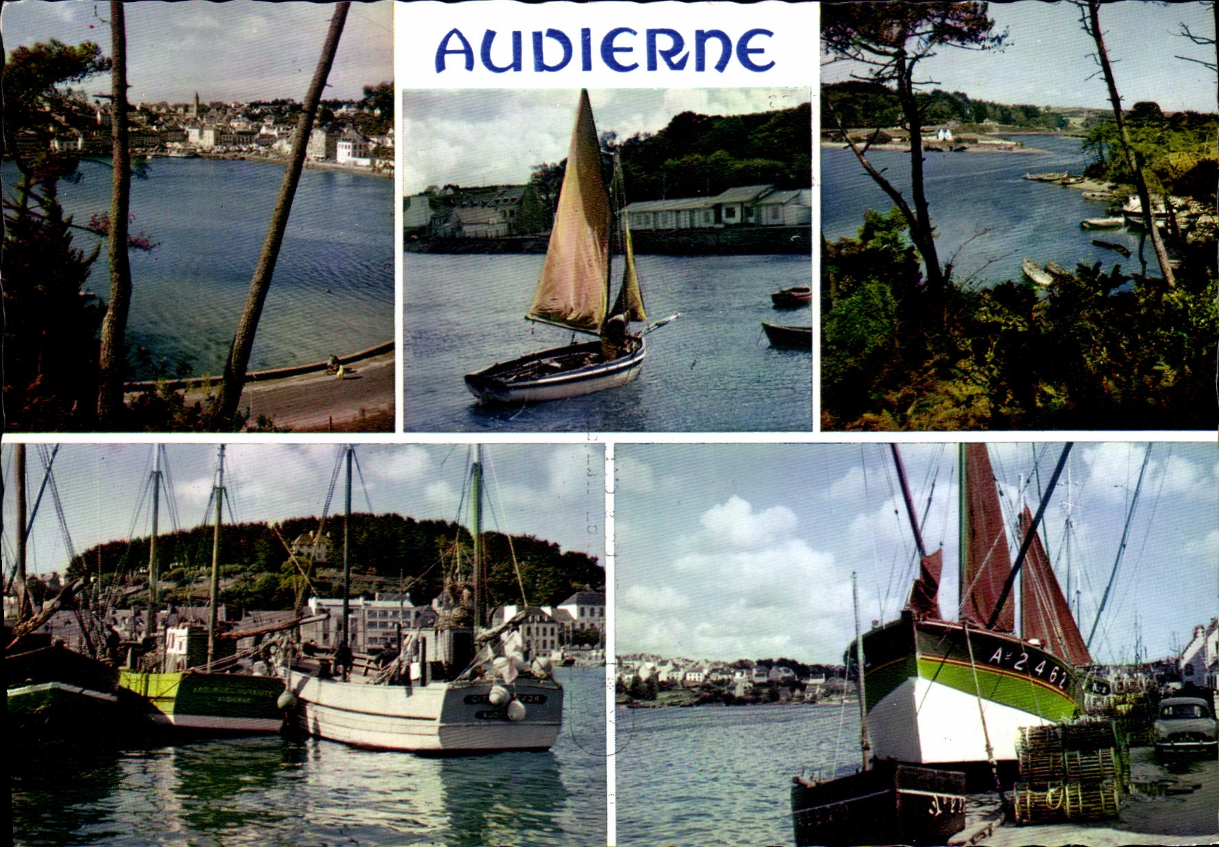CPSM Audierne La Ville I'Entree Du Goyen Le Port Et Ses Bateaux