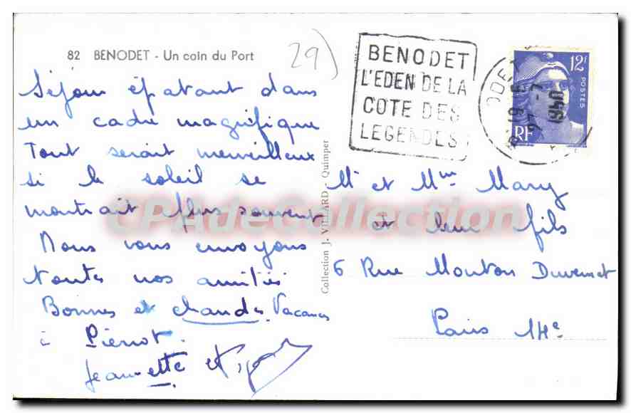 CPA Benodet Un Coin Du Port — Rückseite