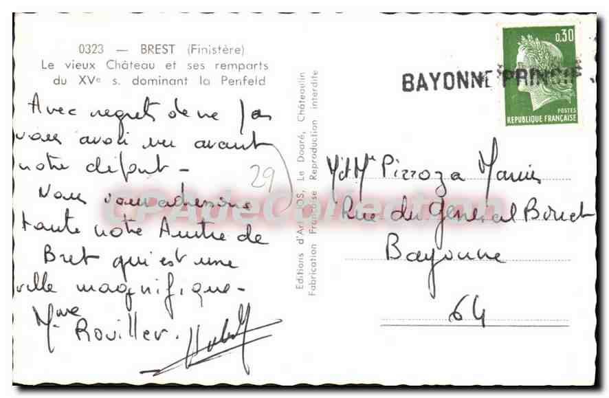 CPA Brest Le Vieux Chateau Et Ses Remparts — Verso