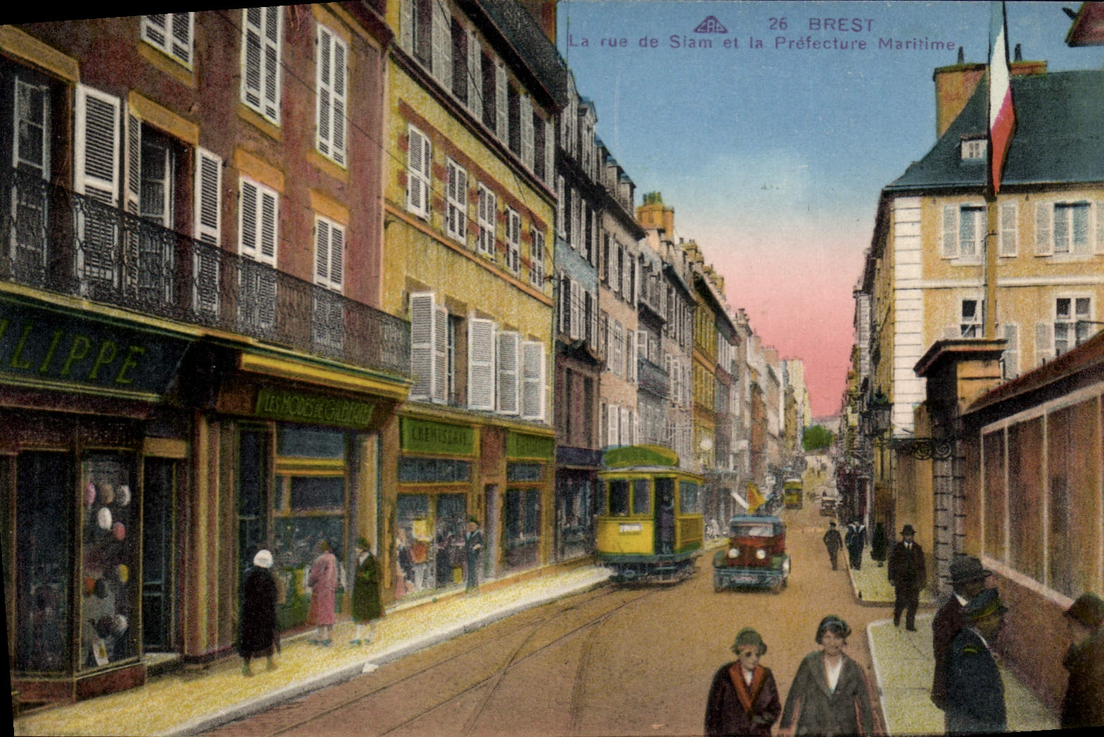CPA Brest La Rue de Slam Et La Prefecture Maritime
