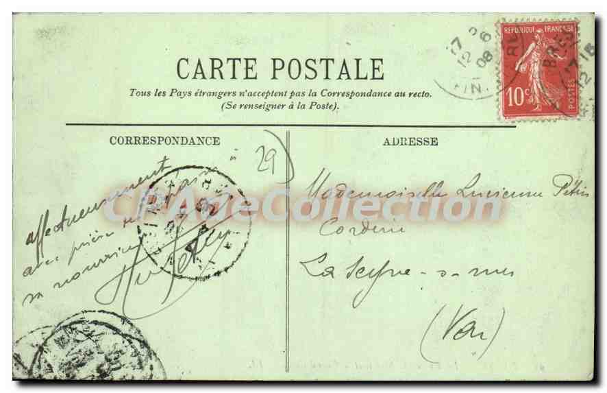 CPA Brest La Rue De La Mairie Et Le Grand Café — Verso