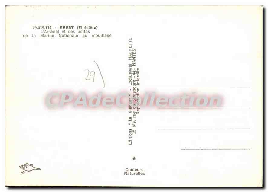 CPSM Brest L'Arsenal Et Des Unites De La Marine Nationale Au Mouillage — Verso