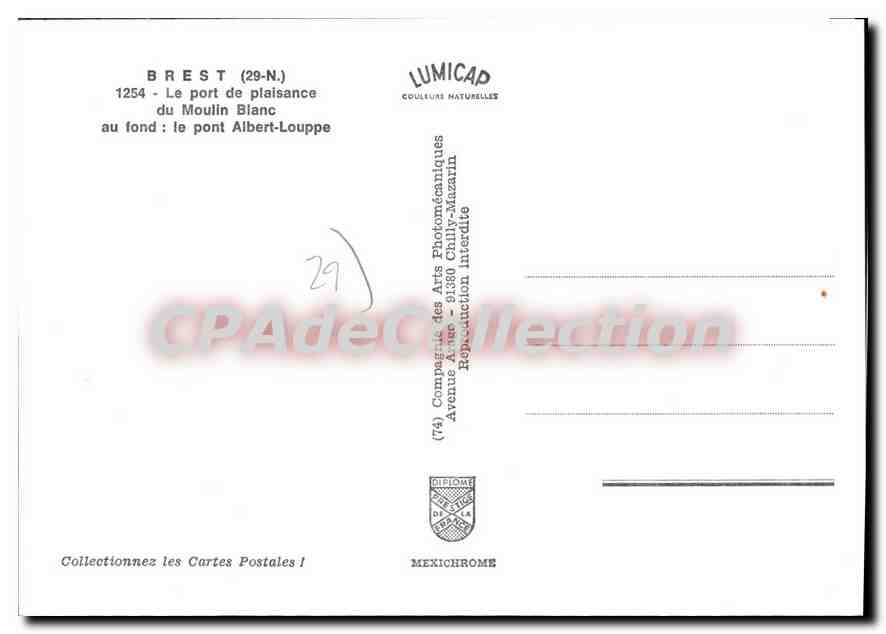 CPSM Brest Le Port De Plaisance Du Moulin Blanc pont albert Louppe — Verso