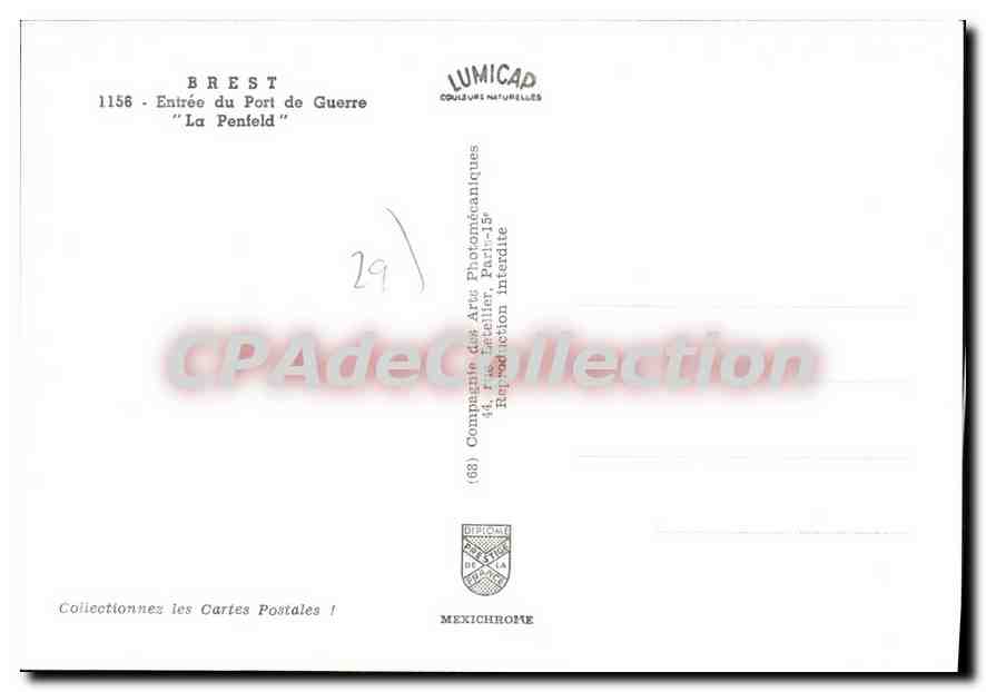 CPSM Brest Entree Du Port De Guerre La Penfeld — Rückseite