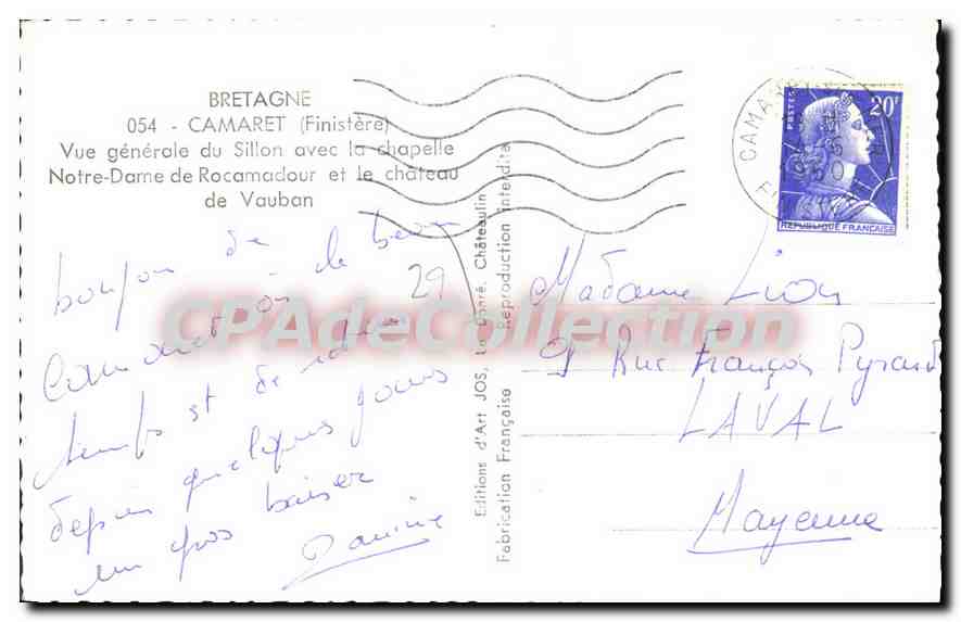 CPA Camaret Vue Generale Du Sillon Avec — Rückseite