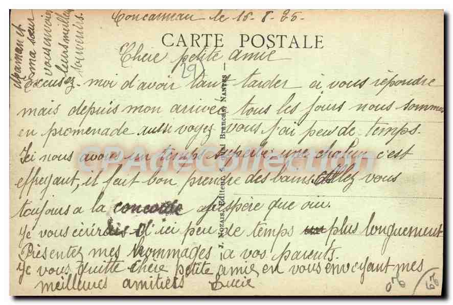 CPA Concarneau Un Coin Du Port Pres La Ville Close — Verso