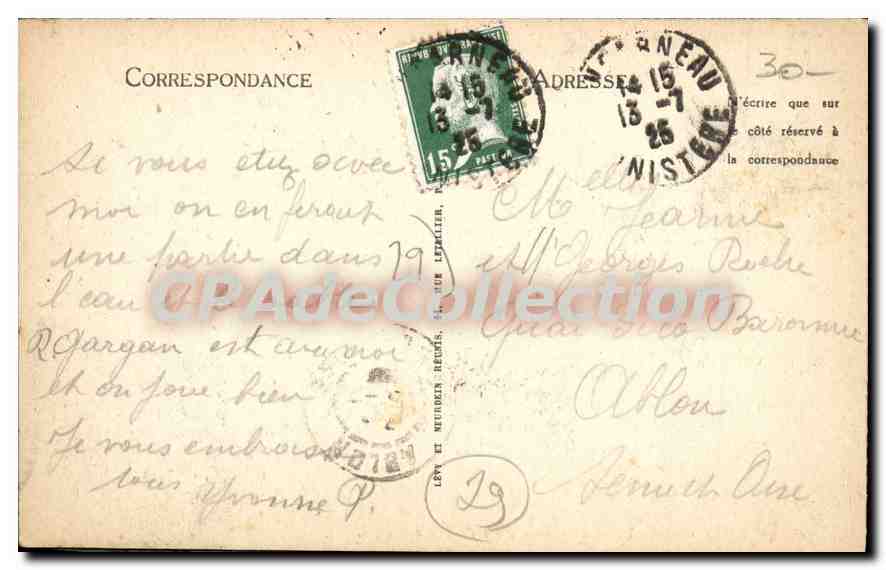 CPA Concarneau Plage Du Fort I'Amour — Rückseite