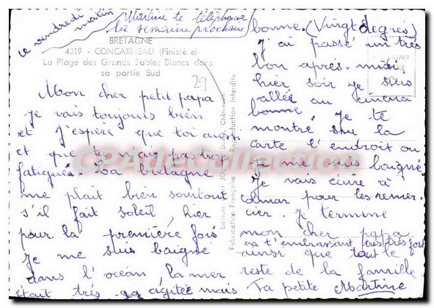 CPSM Concarneau La Plage Des Grands Sables Blancs — Rückseite