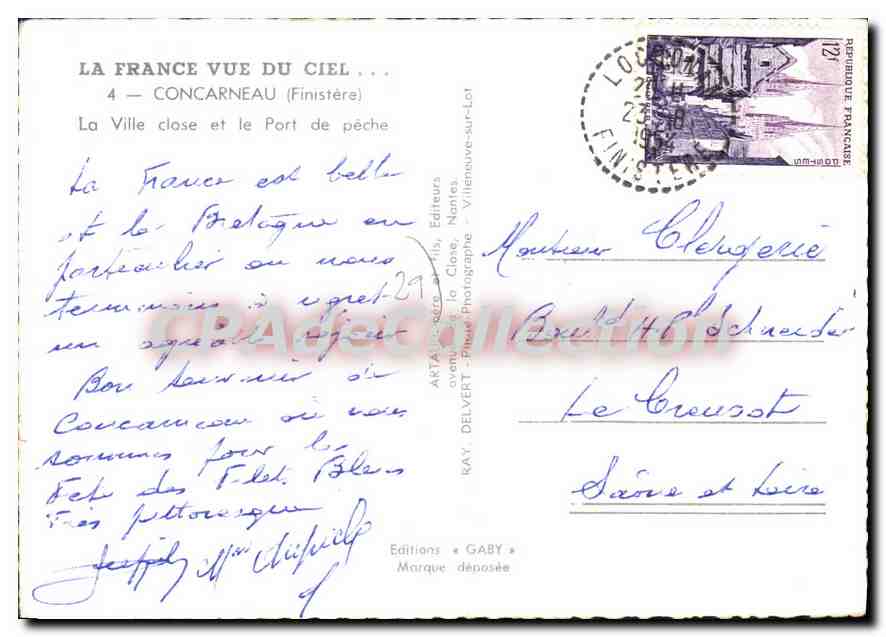 CPSM Concarneau La Ville Close Et Le Port — Verso