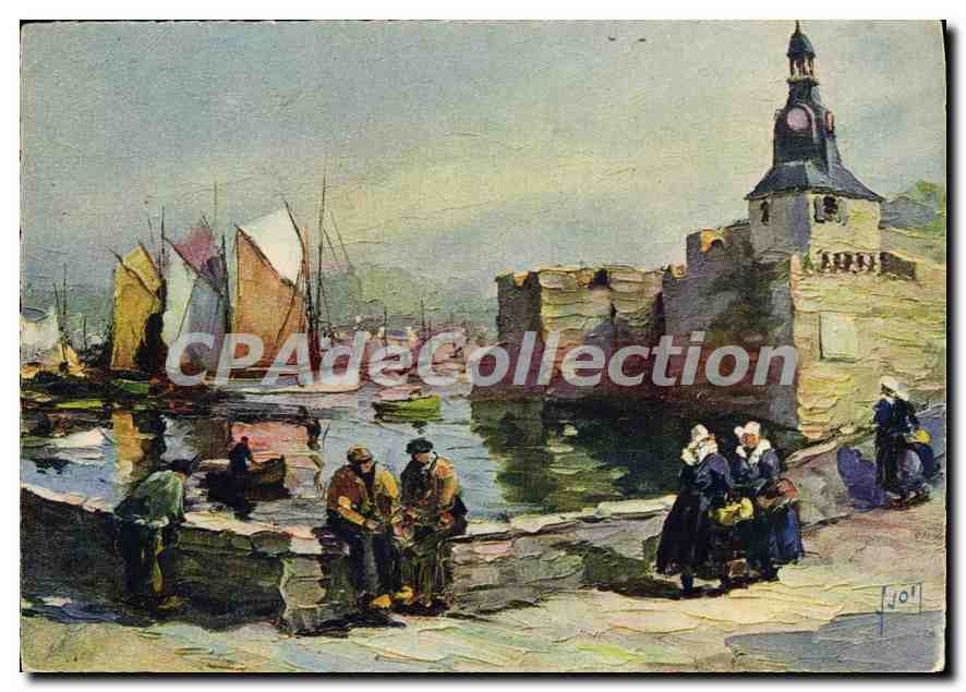 CPSM Concarneau La Ville Close Et Le Port aquarelle peinture