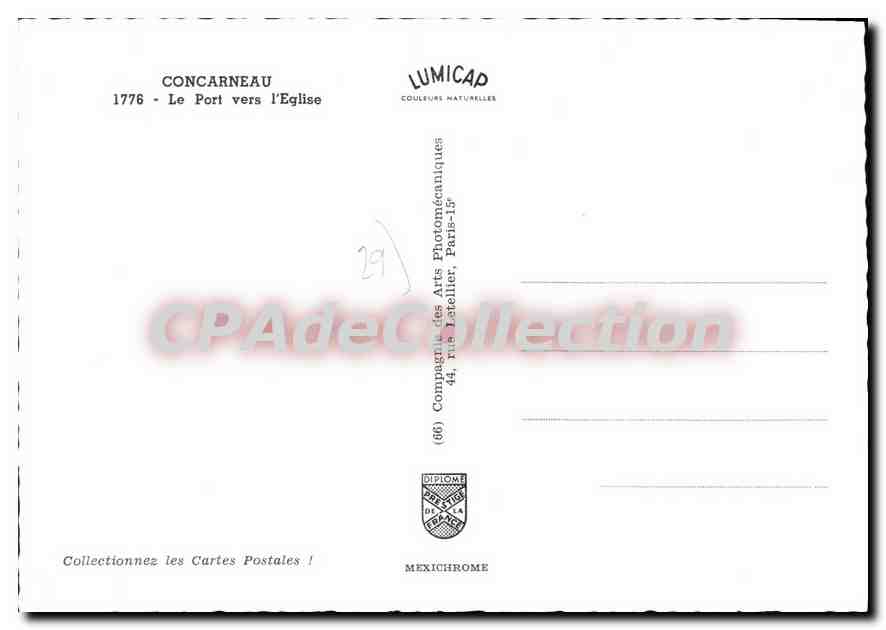 CPSM Concarneau Le Port Vers I'Eglise — Rückseite