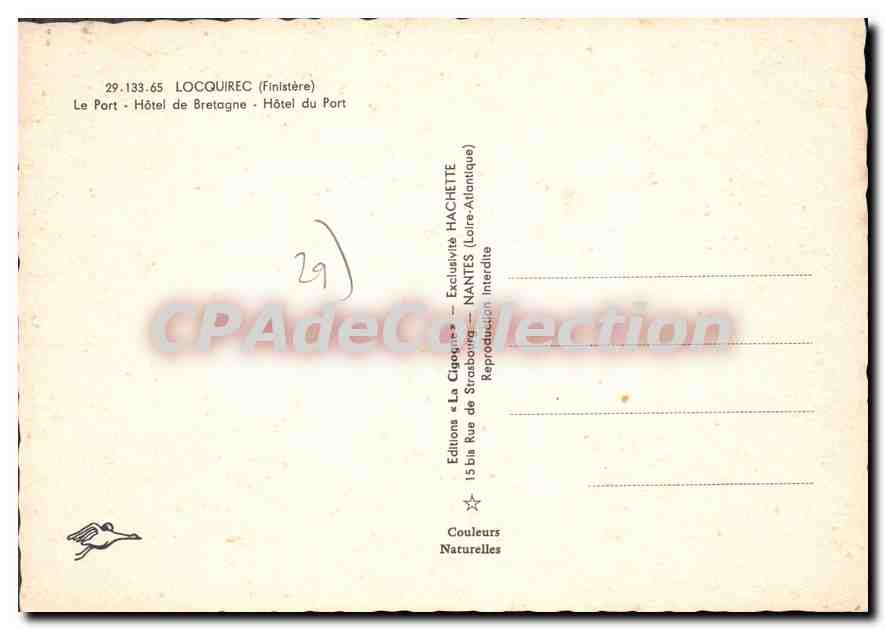 CPSM Locquirec Le Port Hotel De Bretagne Hotel Du Port — Rückseite