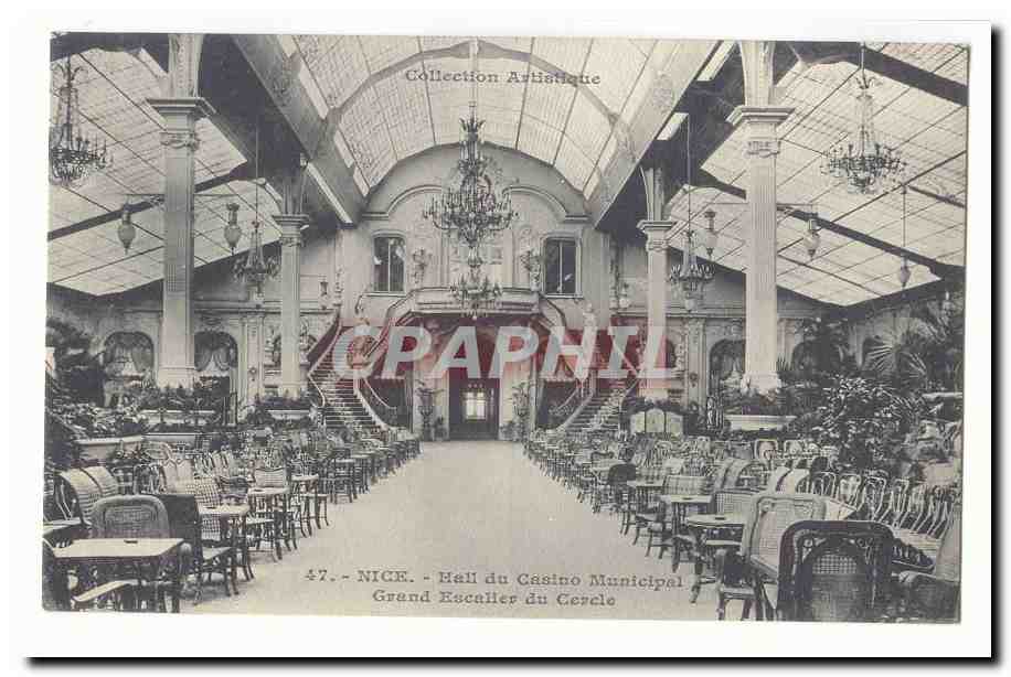 Nice CPA Hall du casino municipal Grand escalier du cercle