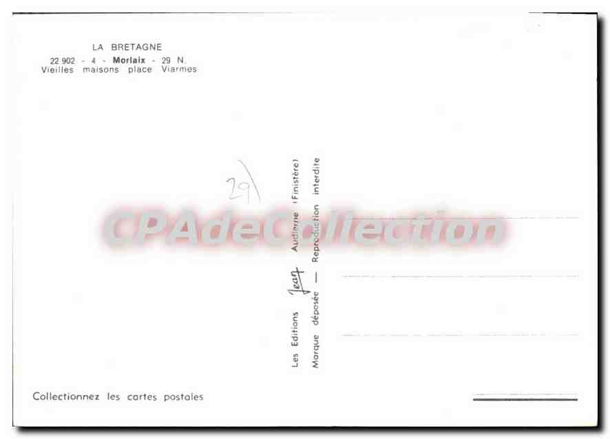 CPSM Morlaix Vieilles Maisons Place Viarmes — Verso